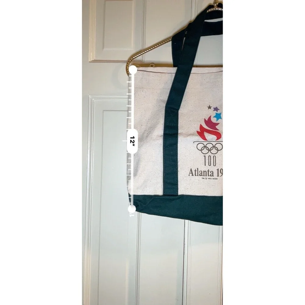 Vintage 1996 Atlanta Centennial Olympic Canvas Tote Bag Green GUC Clean